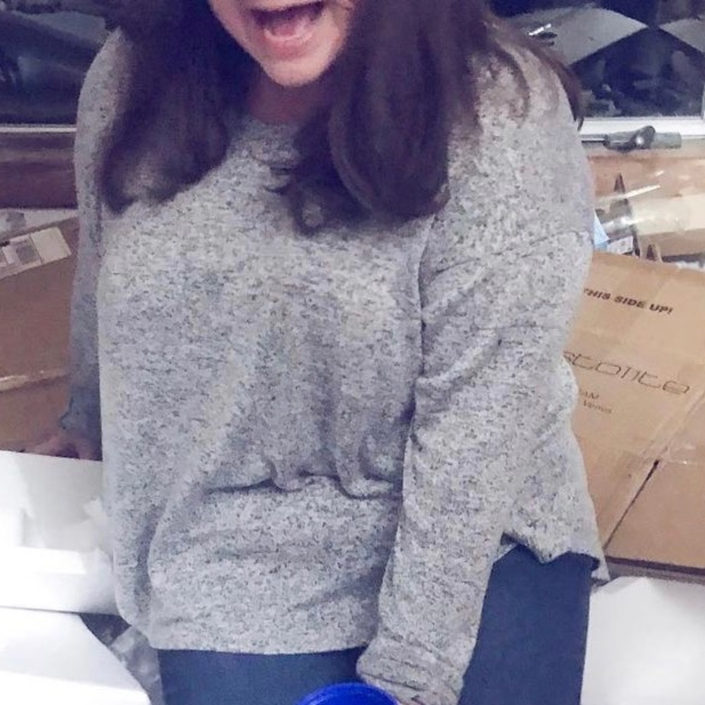 Coco Love Heather Gray Tulip Back Knit Top